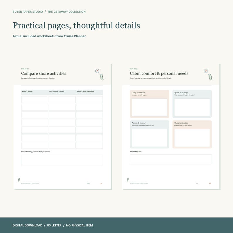 Cruise Planner, 24-Page Fillable PDF, Days at Sea, Printable Travel Organizer image 3