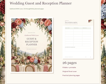 Wedding Guest and Reception Planner, 26-Page Fillable PDF, Floral Printable Wedding Organizer