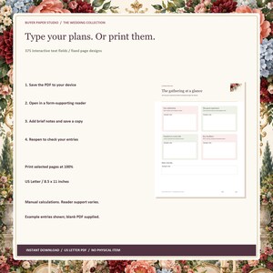 Wedding Guest and Reception Planner, 26-Page Fillable PDF, Floral Printable Wedding Organizer image 4