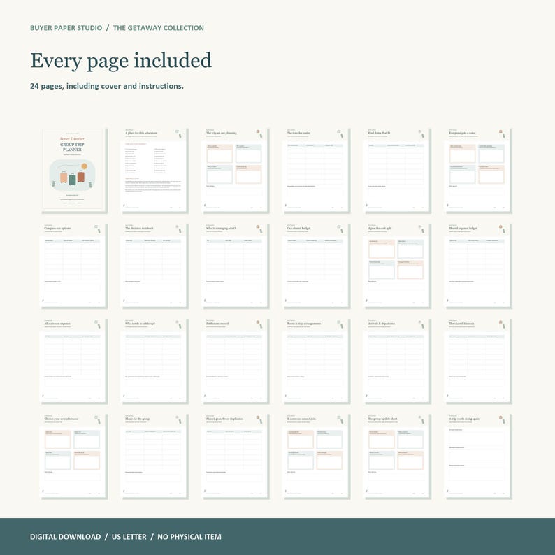 Group Trip Planner, 24-Page Fillable PDF, Better Together, Printable Travel Organizer image 5