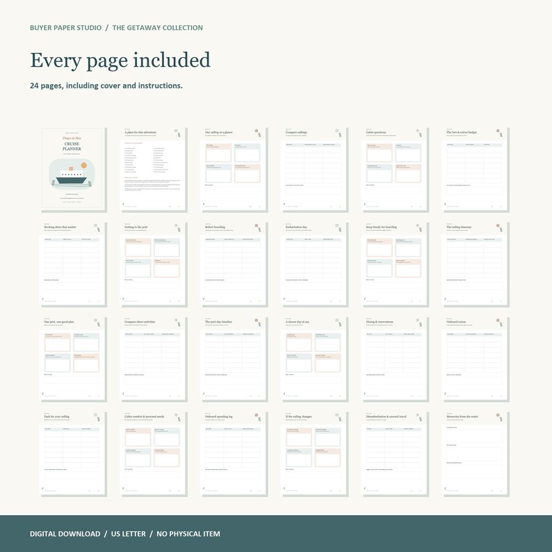 Cruise Planner, 24-Page Fillable PDF, Days at Sea, Printable Travel Organizer image 5