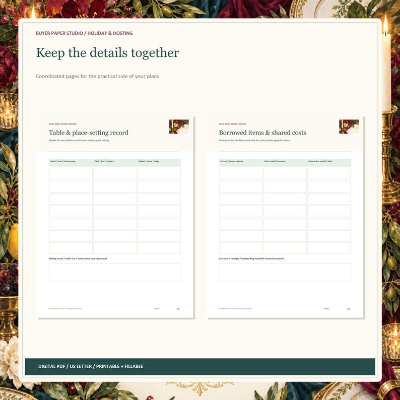 Dinner Party and Potluck Planner, 24-Page Fillable Printable PDF image 3