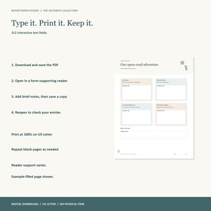 Road Trip Planner, 24-Page Fillable PDF, The Scenic Route, Printable Travel Organizer image 4