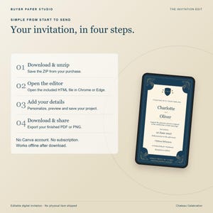 Chateau Celebration Elegant Wedding Invitation, Editable Browser Template, 5x7 Print and Phone Design image 5