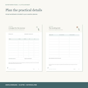 Vacation Planner, 30-Page Fillable PDF, Travel Itinerary, Packing Checklist & Trip Budget, A Little Getaway image 2