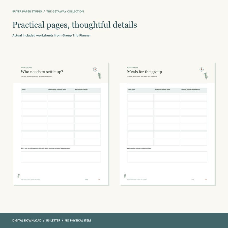 Group Trip Planner, 24-Page Fillable PDF, Better Together, Printable Travel Organizer image 3
