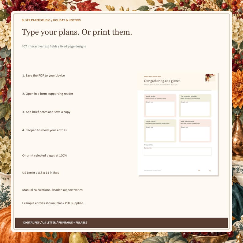 Thanksgiving and Friendsgiving Planner, 26-Page Fillable Printable PDF image 4