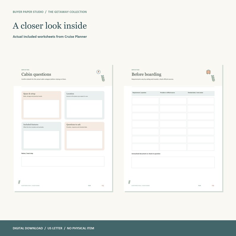 Cruise Planner, 24-Page Fillable PDF, Days at Sea, Printable Travel Organizer image 2