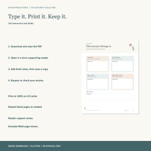Travel Memory Journal, 24-Page Fillable PDF, Places We Keep (Digital Download) image 4