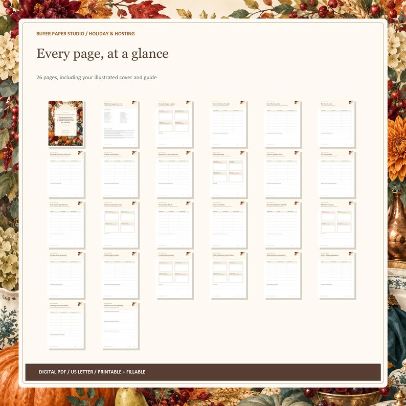 Thanksgiving and Friendsgiving Planner, 26-Page Fillable Printable PDF image 5