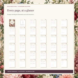 Wedding Planning Binder, 36-Page Fillable PDF, Floral Printable Wedding Organizer image 5