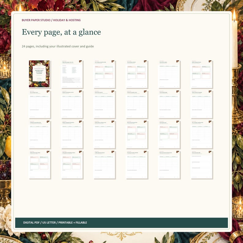 Dinner Party and Potluck Planner, 24-Page Fillable Printable PDF image 5