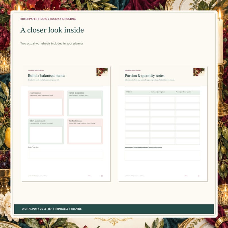 Dinner Party and Potluck Planner, 24-Page Fillable Printable PDF image 2