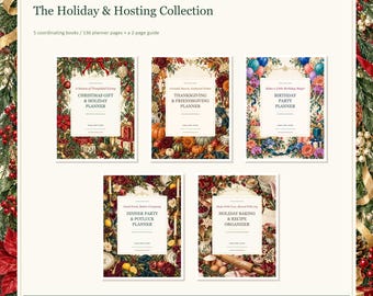Holiday and Hosting Planner Bundle, 5 Fillable PDFs, 136 Pages for Celebrations