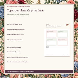 Bridal Shower and Bachelorette Planner, 28-Page Fillable PDF, Floral Printable Wedding Organizer image 4