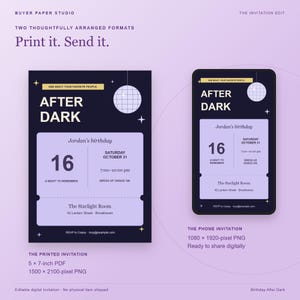 Birthday After Dark Disco Invitation, Editable Browser Template, 5x7 Print and Phone Design image 3
