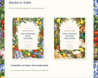 Meal Planning and Kitchen Organizer Bundle, 2 Fillable PDFs, 64 Planner Pages