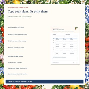 Meal Planner, 32-Page Fillable Printable PDF with Weekly Menu and Grocery Lists image 4