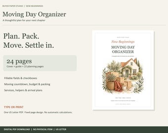 Moving Day Organizer: Colorful Fillable PDF, Packing Checklist & Move Planner