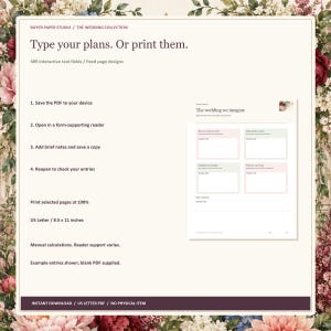 Wedding Planning Binder, 36-Page Fillable PDF, Floral Printable Wedding Organizer image 4