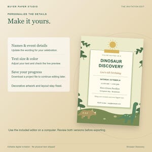 Dinosaur Discovery Birthday Invitation, Editable Browser Template, 5x7 Print and Phone Design image 4