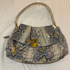 Vintage Original by Sharif 1827 Schultertasche aus echtem Schlangenleder mit ägyptischem Schloss