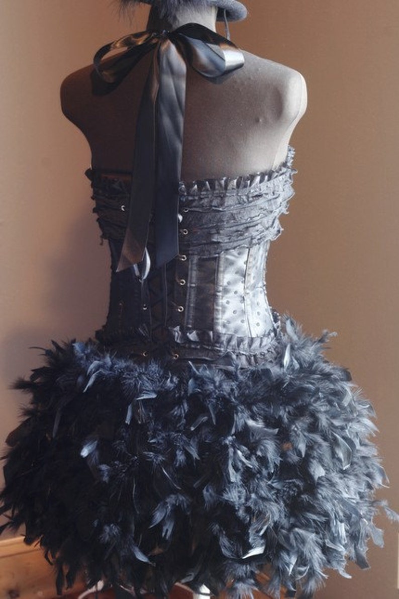 KALI Black Swan Burlesque Costume Corset With Feathers Sexy Etsy
