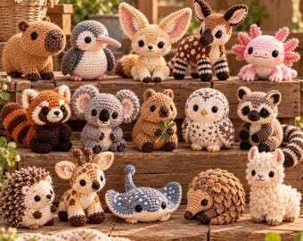 15 Small Crochet Animals Pattern Bundle, Cute Amigurumi Animal Patterns, Unique Crochet Animals PDF, Mini Plush Patterns, Digital Download