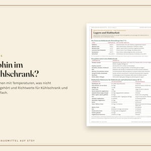 Küchen Spickzettel zum Ausdrucken, Umrechnungstabelle, Garzeiten, Saisonkalender, Mengen pro Person, Haltbarkeit, PDF A4 Bild 7