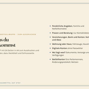 Notfallordner zum Ausdrucken, Notfallmappe für die Familie, Vorsorgeordner Vorlage, Wo liegt was, Notfallkarte, PDF A4 image 3