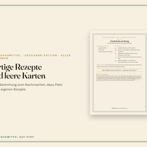 Rezeptkarten Set zum Ausdrucken, 124 Hausmittel Karten und Handbuch PDF, Geschenk-Edition mit leeren Karten, deutsch Bild 4