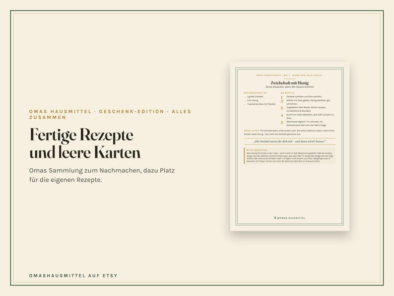 Rezeptkarten Set zum Ausdrucken, 124 Hausmittel Karten und Handbuch PDF, Geschenk-Edition mit leeren Karten, deutsch Bild 4