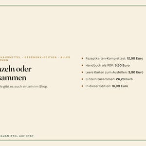 Rezeptkarten Set zum Ausdrucken, 124 Hausmittel Karten und Handbuch PDF, Geschenk-Edition mit leeren Karten, deutsch Bild 8