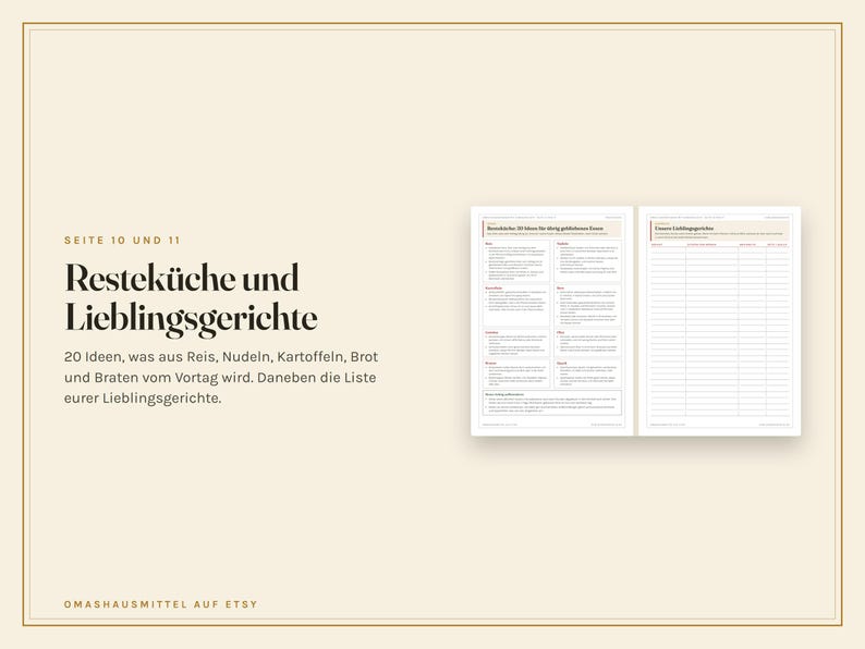 Essensplaner zum Ausdrucken, Wochenplan Essen, Einkaufsliste, Monatsplan, Vorratsliste, Menüplan Familie, Resteküche, PDF A4 Bild 9