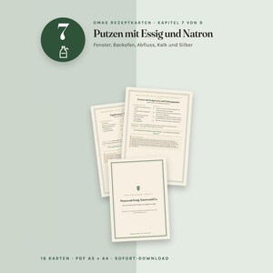 16 fertige Putzrezepte zum Ausdrucken, Essig und Natron, Putzmittel selber machen, Karten A5, PDF deutsch image 2