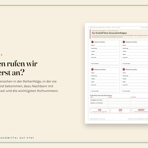 Notfallordner zum Ausdrucken, Notfallmappe für die Familie, Vorsorgeordner Vorlage, Wo liegt was, Notfallkarte, PDF A4 image 4