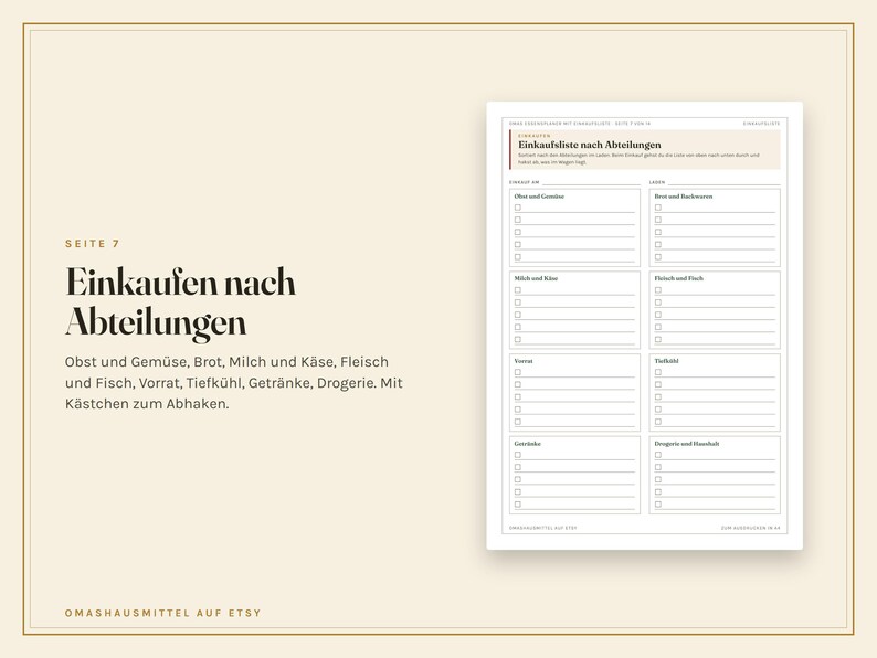 Essensplaner zum Ausdrucken, Wochenplan Essen, Einkaufsliste, Monatsplan, Vorratsliste, Menüplan Familie, Resteküche, PDF A4 Bild 7