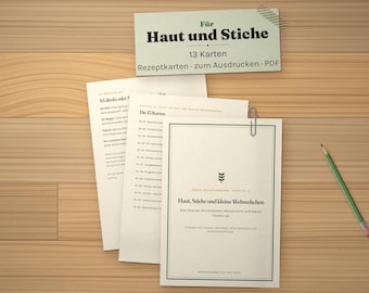 Rezeptkarten zum Ausdrucken, 13 fertige Hausmittel-Rezepte von Oma, Cremes und Hautpflege, PDF A5 und A4