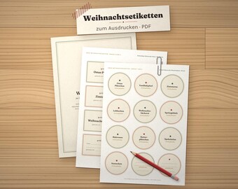 Étiquettes de Noël à imprimer, étiquettes pour boîtes à biscuits, étiquettes pour bocaux de Noël, format PDF A4, cadeau fait maison