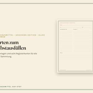 Rezeptkarten Set zum Ausdrucken, 124 Hausmittel Karten und Handbuch PDF, Geschenk-Edition mit leeren Karten, deutsch Bild 6