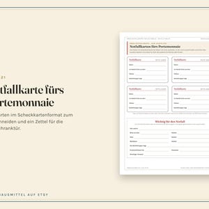 Notfallordner zum Ausdrucken, Notfallmappe für die Familie, Vorsorgeordner Vorlage, Wo liegt was, Notfallkarte, PDF A4 image 9