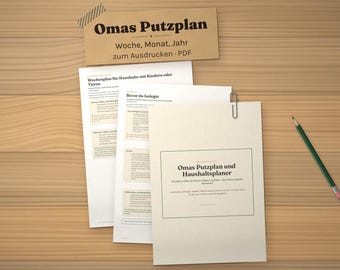 Putzplan deutsch zum Ausdrucken, Putzplan digital PDF, Haushaltsplaner A4, Haushaltsplan Familie, Wochenplan und Checklisten