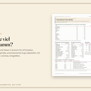 Küchen Spickzettel zum Ausdrucken, Umrechnungstabelle, Garzeiten, Saisonkalender, Mengen pro Person, Haltbarkeit, PDF A4 Bild 4