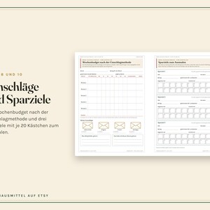 Haushaltsbuch zum Ausdrucken, undatiert, Budgetplaner PDF A4 und Excel Tabelle, Ausgaben, Fixkosten, Sparziele, Umschlagmethode Bild 7