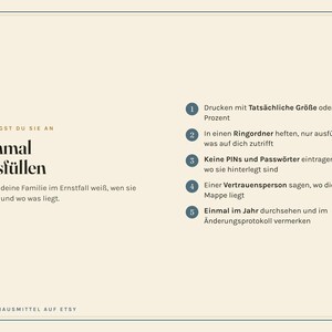Notfallordner zum Ausdrucken, Notfallmappe für die Familie, Vorsorgeordner Vorlage, Wo liegt was, Notfallkarte, PDF A4 image 10