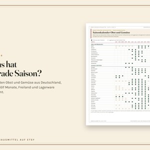 Küchen Spickzettel zum Ausdrucken, Umrechnungstabelle, Garzeiten, Saisonkalender, Mengen pro Person, Haltbarkeit, PDF A4 Bild 6