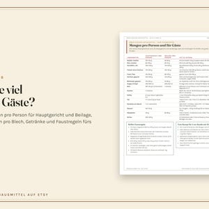 Küchen Spickzettel zum Ausdrucken, Umrechnungstabelle, Garzeiten, Saisonkalender, Mengen pro Person, Haltbarkeit, PDF A4 Bild 9