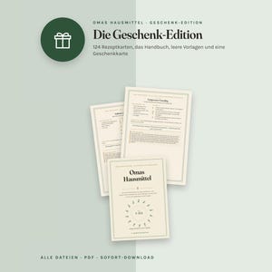 Rezeptkarten Set zum Ausdrucken, 124 Hausmittel Karten und Handbuch PDF, Geschenk-Edition mit leeren Karten, deutsch Bild 2