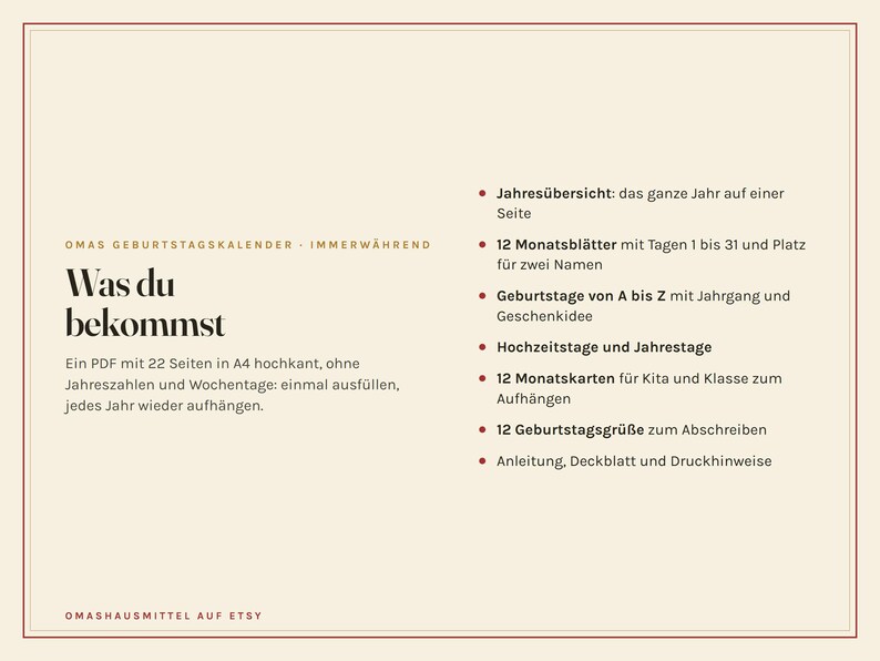 Geburtstagskalender zum Ausdrucken, immerwährend ohne Jahr, Kita und Klasse, Jahrestage, Geburtstagsliste, PDF A4 image 3