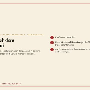 Geburtstagskalender zum Ausdrucken, immerwährend ohne Jahr, Kita und Klasse, Jahrestage, Geburtstagsliste, PDF A4 image 11